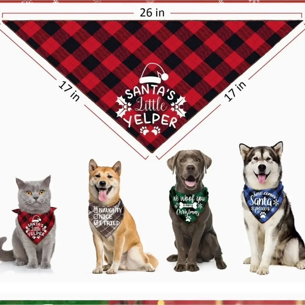 Pet bandanas 4 pieces holiday theme